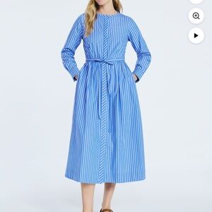 Chic Blue Striped Long Sleeve Dress